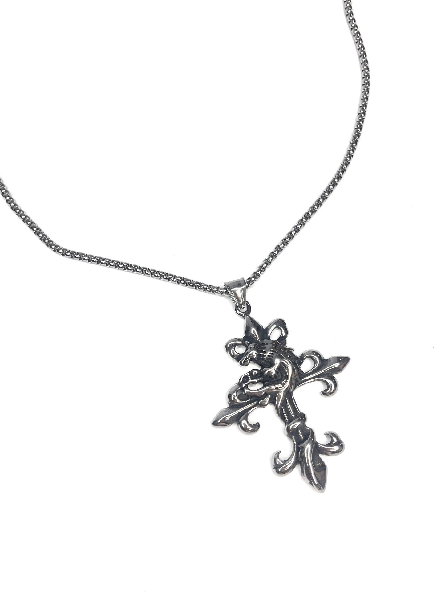 FLEUR DE LIS CROSS CHAIN