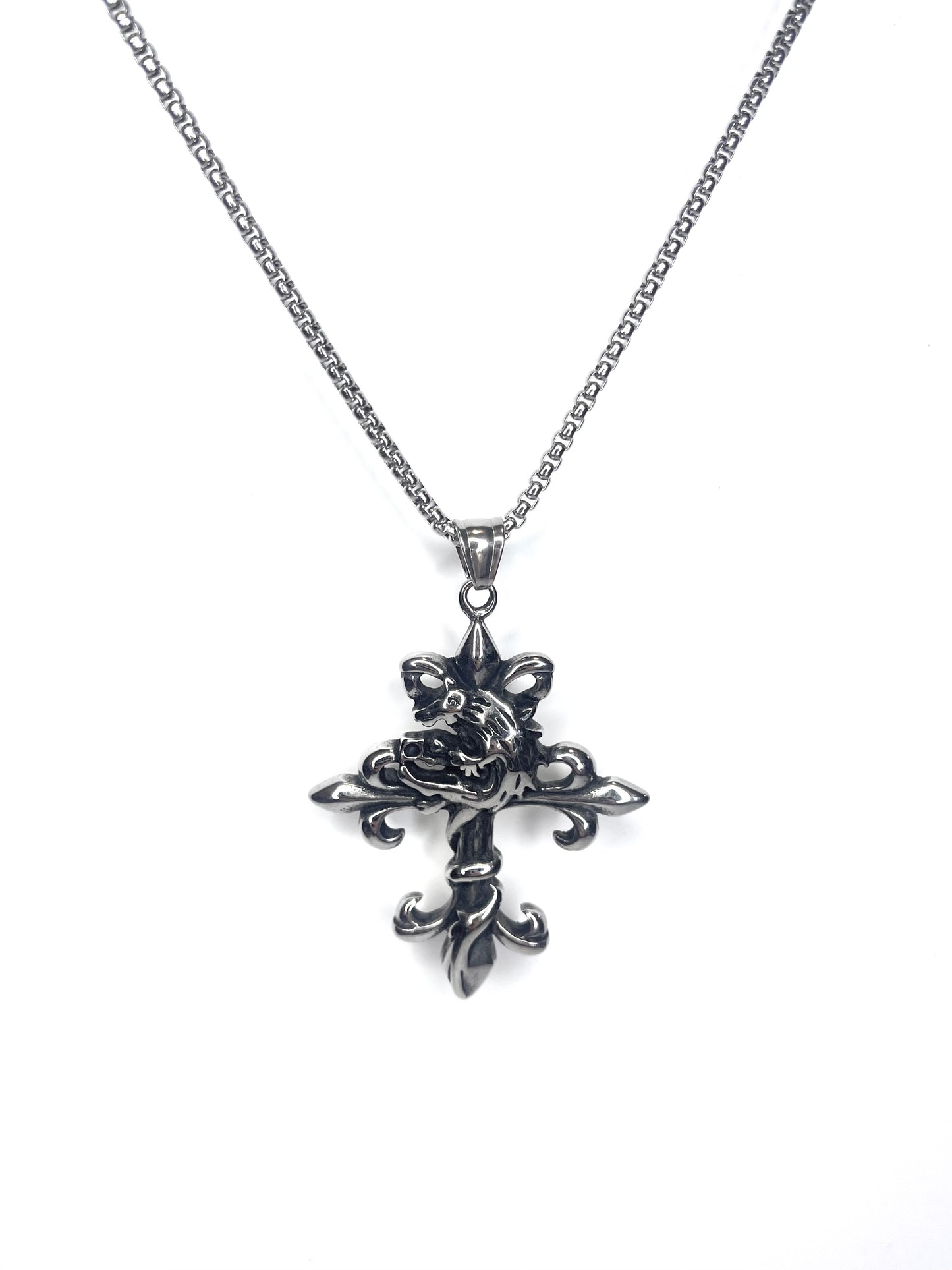 FLEUR DE LIS CROSS CHAIN