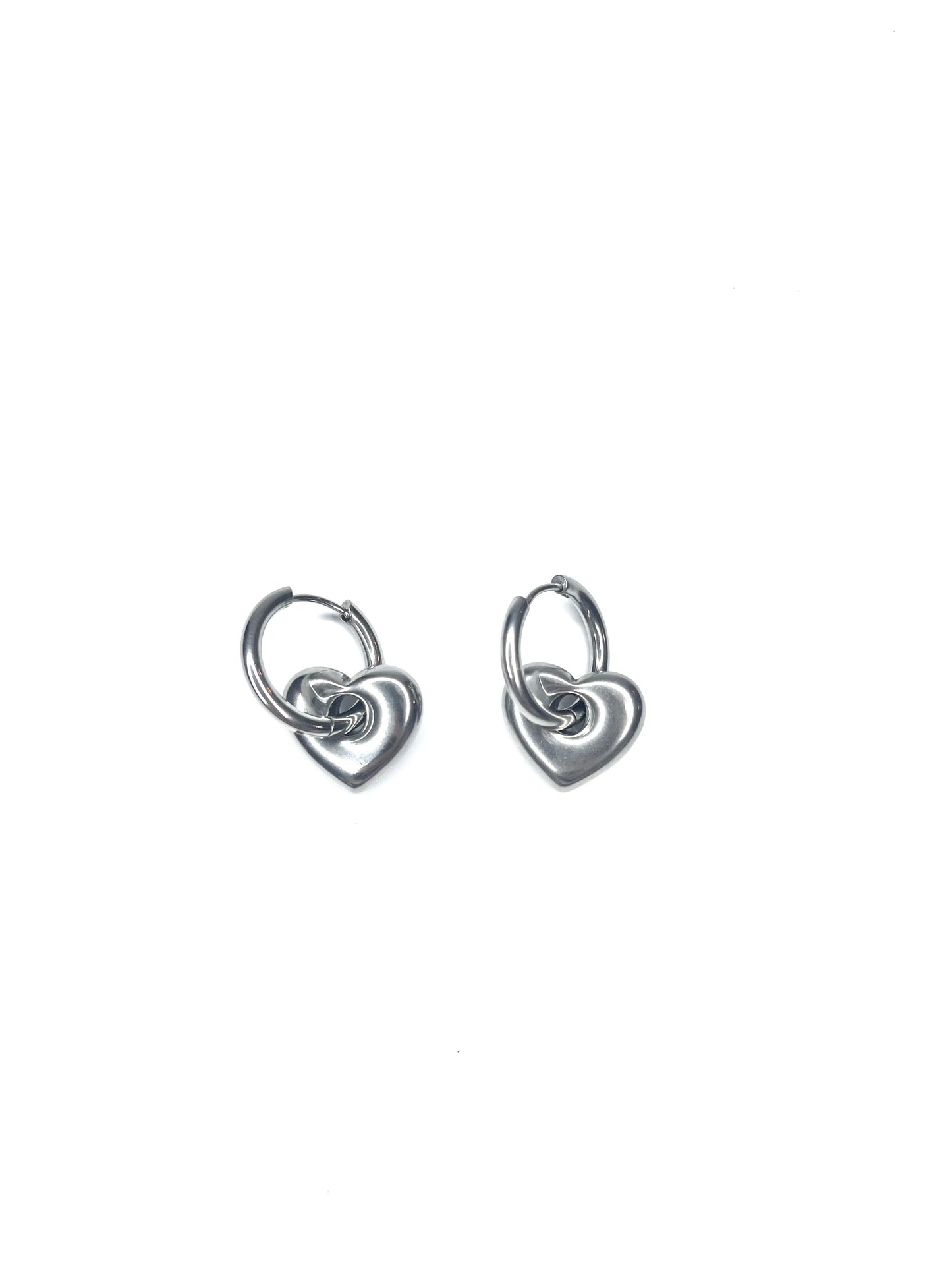 PUFFY HEART DROP EARRINGS