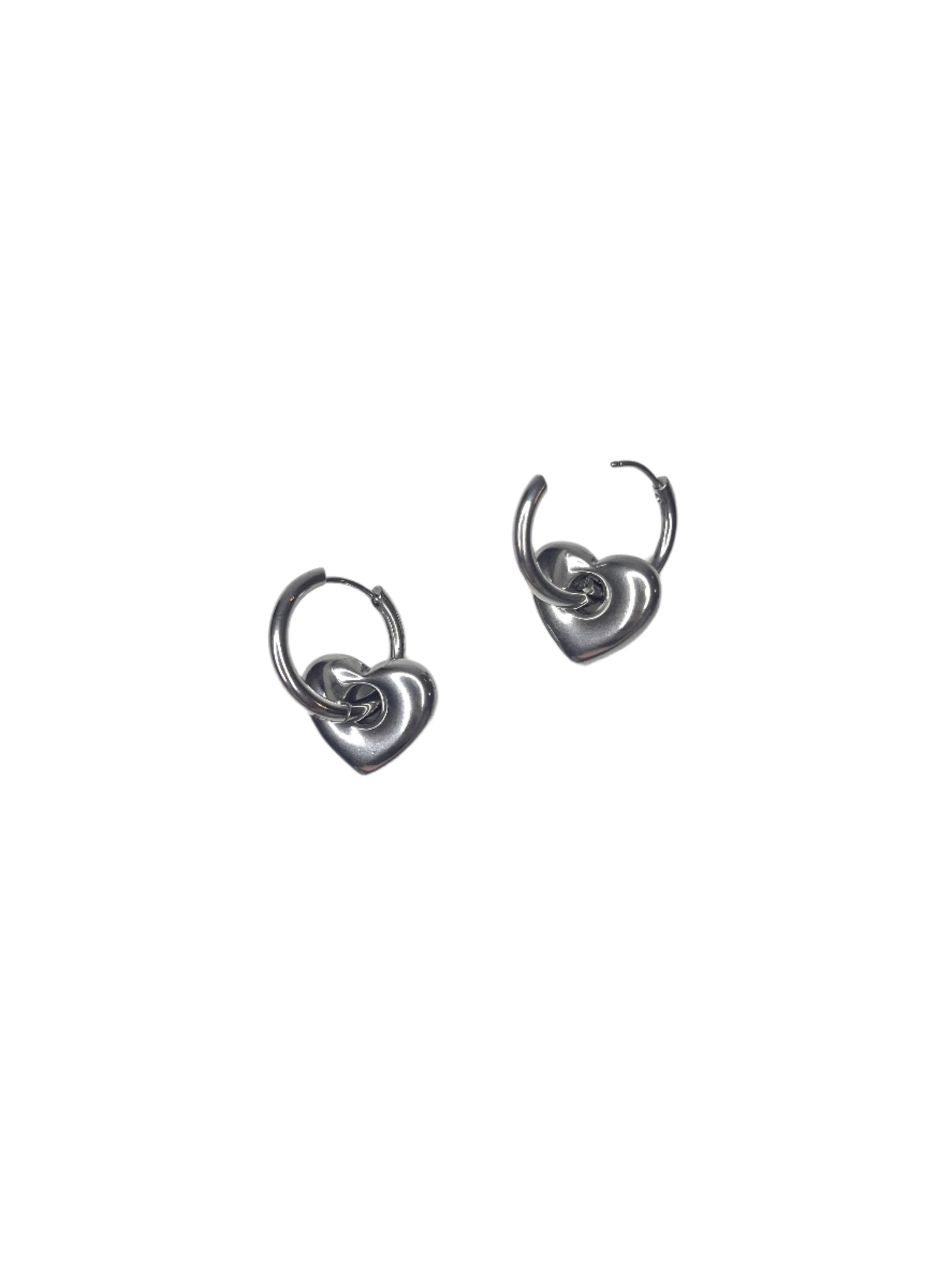 PUFFY HEART DROP EARRINGS