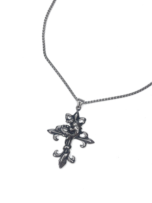 FLEUR DE LIS CROSS CHAIN