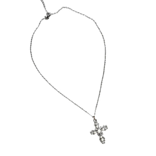 PEARL MINI CROSS NECKLACE